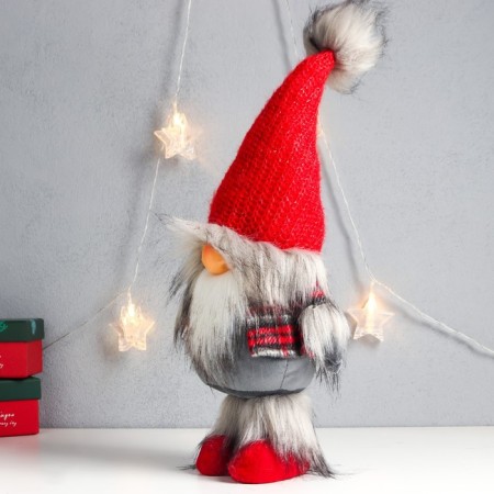 Interior doll "Santa Claus in a red cap with a fur bomb" 45x18x11 cm-2