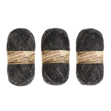 Yarn "NOSTOCE PRODUCT" 100% polypropylene 200m/50g set 3pcs (dark gray melange)-2