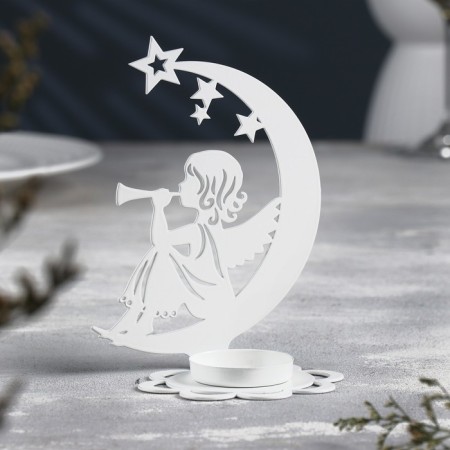 Luna Climber Metal for one candle, 7.1x10.8x14.7 cm, white-1
