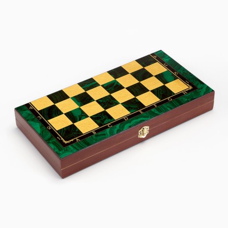 Board game 3 in 1 "Malachite": chess, checkers, backgammon, wood 40 x 40 cm-6