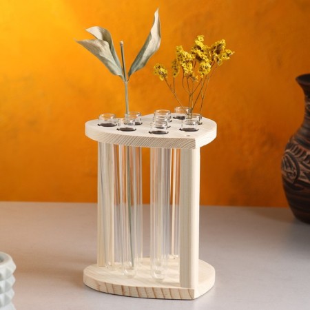 Wooden Kashpo 13 × 12 × 16 cm with 9 flasks "Heart", naturally give beautifully