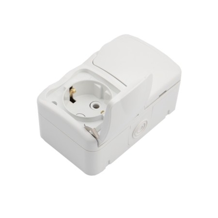 Horizontal block 2 sockets (ceramics) mini ip54 with grounding, o/y, white kranz-3
