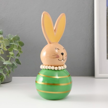 Souvenir Ceramics "Bunny Nevali with stripes" beige green 8.5x8.5x20 cm-3