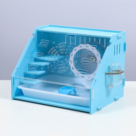 Rodent cage, acrylic, blue, 29 x 23.5 x 22 cm