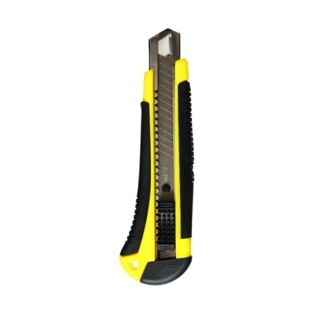 Chancellery knife 18 mm Plastic with met., Director, latch, rubberized mix in blister-1