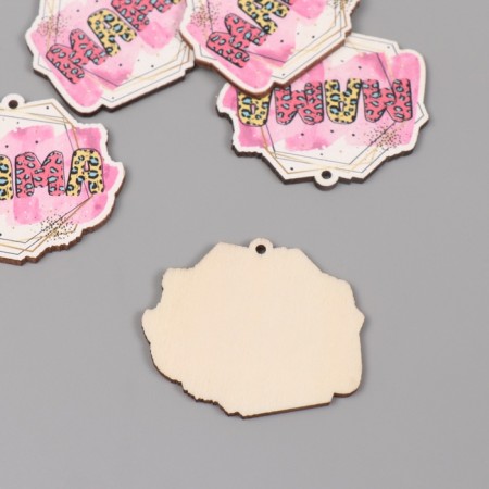 Decor for creativity wood "Geometric pattern - mother" set of 5 pcs 3.8x4.4x0.3 cm-1
