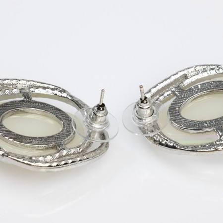 Earrings with pearls "abstraction" desire, white color in silver, stone and color mix-1
