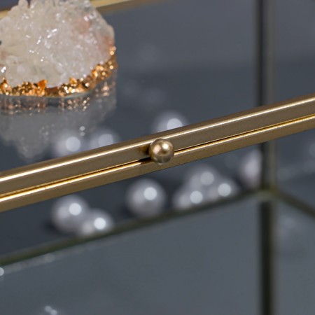 Mountains organizer for storage, with a lid, glass, with a mirror -bottom, 1 section, 21.5 × 10.5 × 7.5 cm, the color is transparent/copper-8