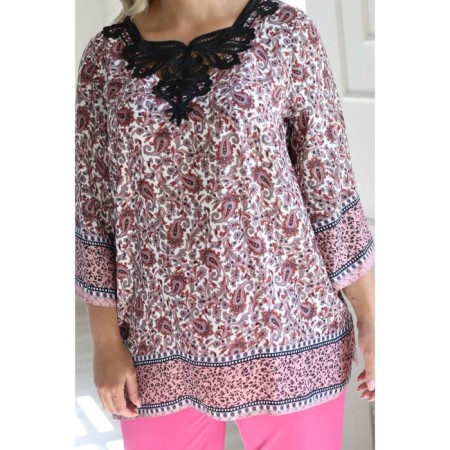 Female blouse, size 52, red color-5