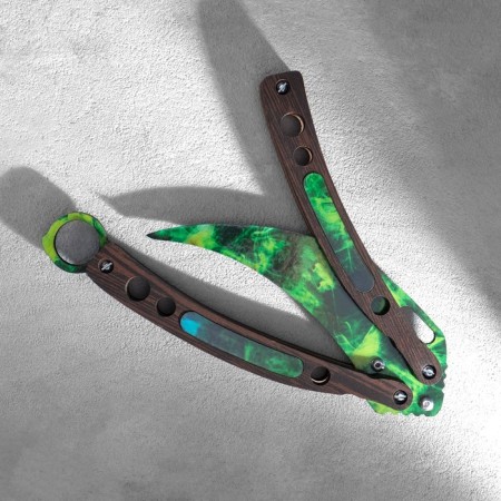 Wooden souvenir "Balo knife. Cerambit", blue with green-1
