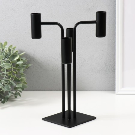 Summary Metal for 4 candles "City lights" d = 2 cm black 17.5x17.5x33 cm-2