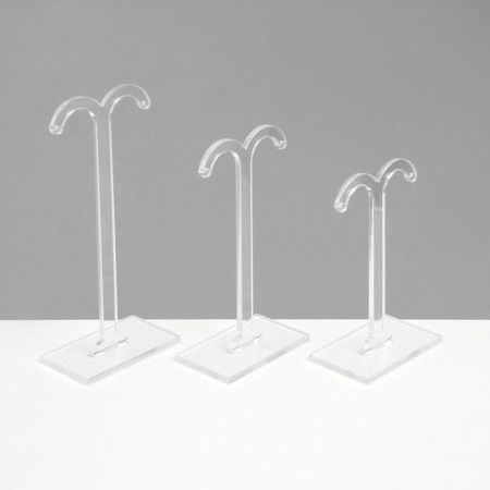 Steacle for earrings, semicircle, set of 3 pcs., H = 8.5, 10, 12 cm, the color is transparent-2