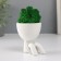 Kashpo concrete mini "Mr. Green in anticipation" with moss white 5.5x7x7 cm (moss green stabiliz)