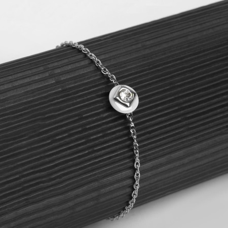 Bracelet ceramics "gom", white color in silver-2
