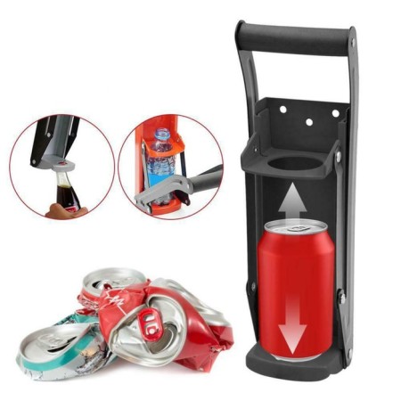 A press for the disposal of aluminum cans and plastic bottles, 32.5 x 8.7 x 24.7, black-1