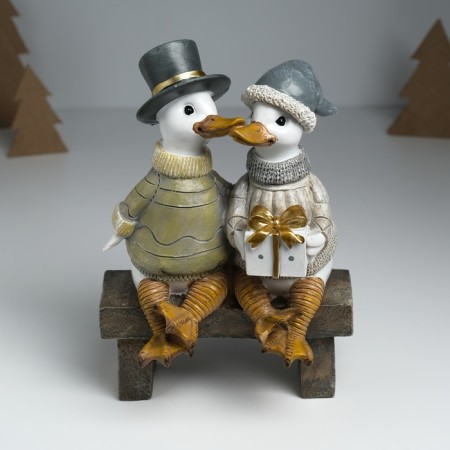 Polystone souvenir "Geese on a bench - a festive evening" 15x10.5x20.5 cm-4