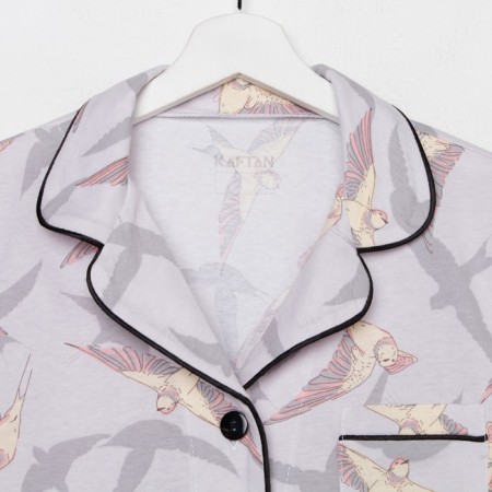 Female pajamas (shirt and shorts) Kaftan Birds p. 48-50, gray-7