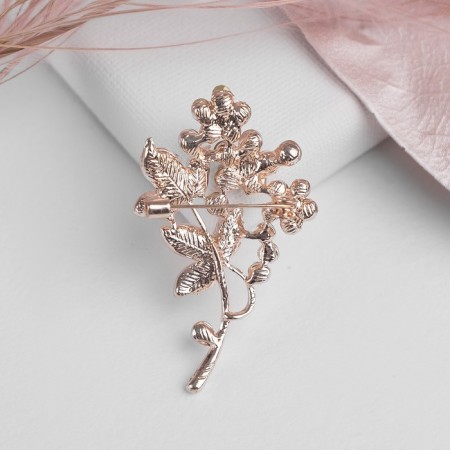 Brooch "Flower Brush", white color in gold-2
