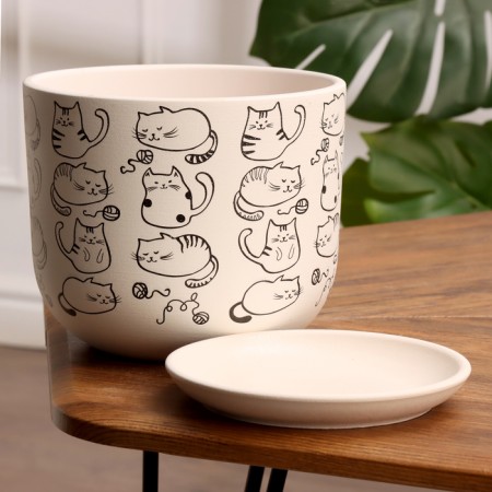 Pot Flower cats White BUY №3, 2.9 L, D - 19 cm-1