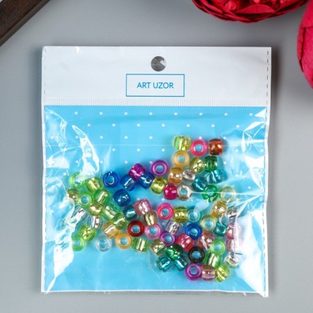 Beads for creativity plastic "Color cylindrics" set 20 grams 0.6x0.9x0.9 cm-2