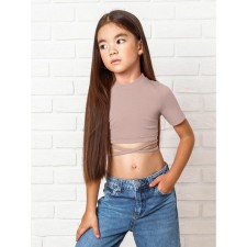 Top for girls with short sleeves, height 152 cm, powder color