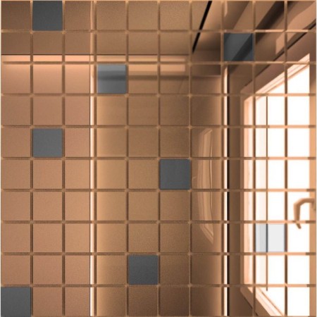 Mirror mosaic "Bronze" (90%) + "graphite" (10%) with chip 25x25 mm