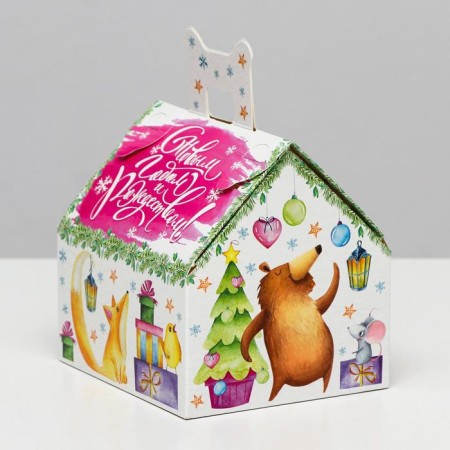 Gift box "Watercolor series. Medium house", 13.3 x 11.6 x 12.6 cm-1