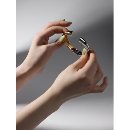 The cuff bracelet "Volume", metal, silver-golden color-1