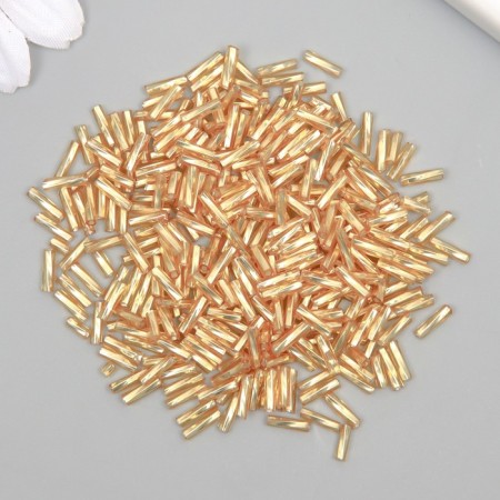 Glass beads 2x6 mm "spiral tubes. Golden" 10 g ≈300 pcs-1
