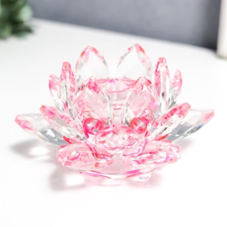 Souvenir Glass "Lotus Crystal Three -haired Pink" d = 10 cm