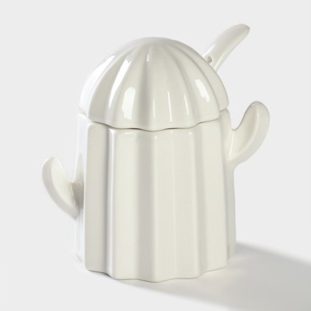 Porcelain set for spices on a bamboo stand Bellatenero "Cacti", 12 × 12.5 × 10 cm, white color-8
