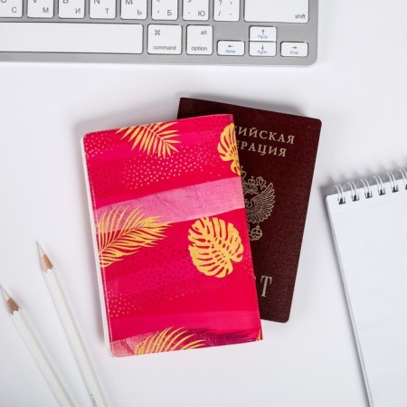 Set of passport cover and keychain "Realistic flamingos"-3