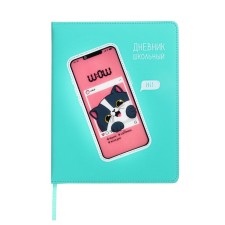 School diary for grades 1-11 Selfie Kotik, hard cover with artificial leather foam, software, 48 sheets, 80 g/m2 offset, universal cheat sheet