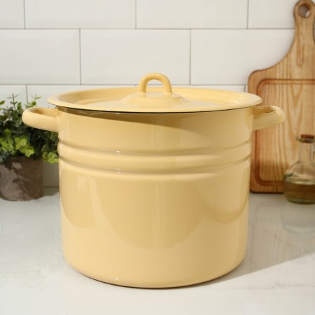 Cylindrical pan, 9 l, induction, without decor, beige color