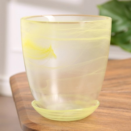 Flower pot with pallet No. 3 "Aleb" yellow, 1 liter