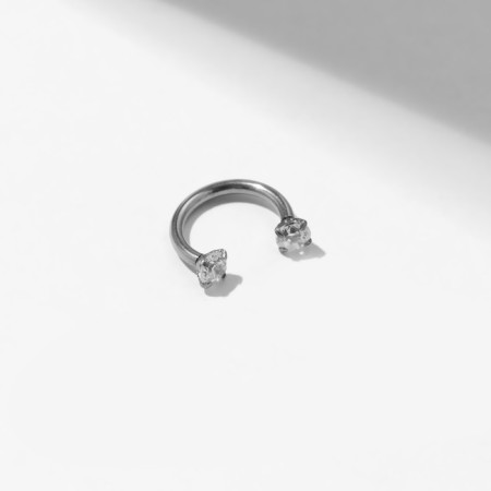 Piercing in the eyebrow “Shine”, d = 8 mm, white color in silver