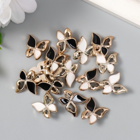 Buttons plastic for creativity on the leg "butterfly" set of 15 pcs mix 1.6x1.4 cm