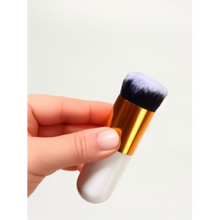 Brush d/makeup mini 10*3.5cm nylon/plastic white/gold bag QF-2
