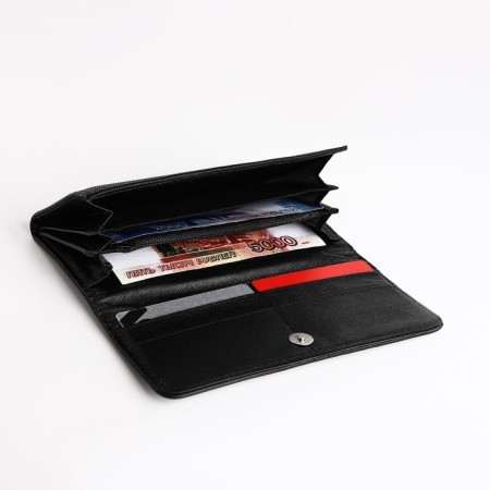 Women's wallet on the button, black color-3