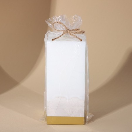Interior candle white with concrete, bottom gold, 6 x 6 x 14 cm-1