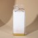 Interior candle white with concrete, bottom gold, 6 x 6 x 14 cm