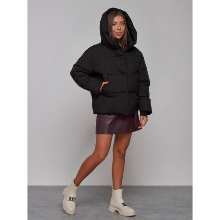 Winter jacket female, size 50, black color-6