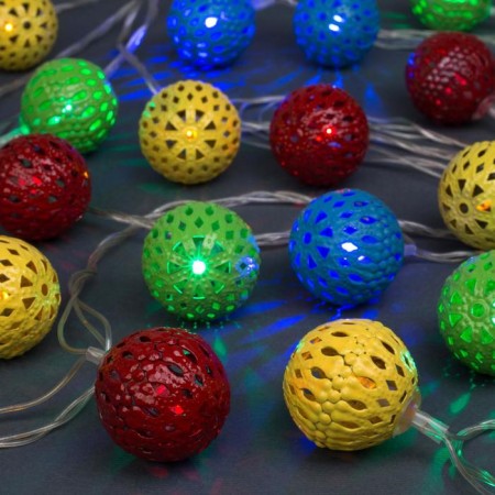 Garland “thread” 4 m with nozzles “ball with a pattern”, ip20, transparent thread, 20 LED, glow of multi, 8 modes, 220 V