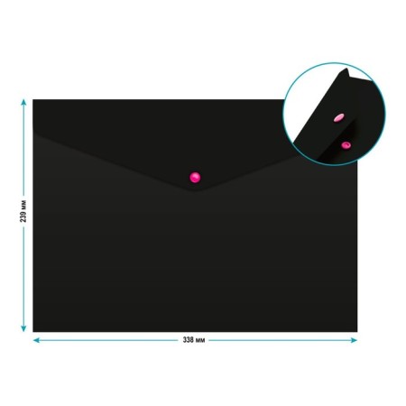 A4, 180 μm button, calligrata, opaque, black, black buttons, up to 120 sheets, mix, mix-3