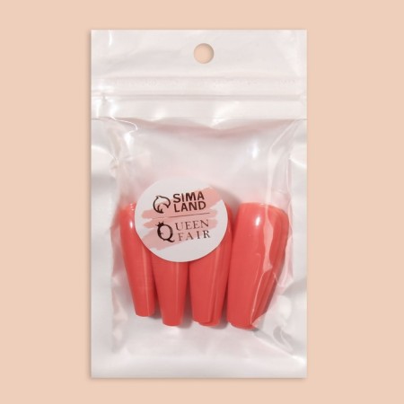 Patching nails, 24 pcs, ballerina shape, orange color-5