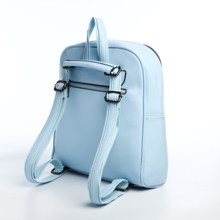 Women's backpack made of artificial leather with lightning, 2 pockets, blue color-3