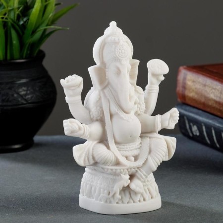 Figure "Ganesha" 17x12cm, white / marble baby