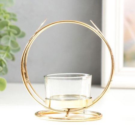 Summary metal, glass per 1 candle "Fogger" d-4 cm gold 7.5x10x11 cm-2