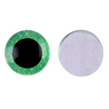 Elose -based eyes, set of 10 pcs., Size 1 pc. - 15 mm, green color with sparkles
