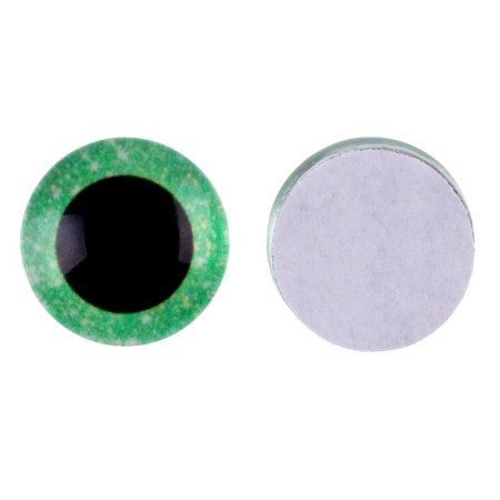 Elose -based eyes, set of 10 pcs., Size 1 pc. - 15 mm, green color with sparkles